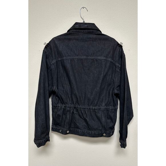 Ética Phoenix Cinched Waist Trucker Jacket – Black Denim Women Size S - Picture 3 of 5